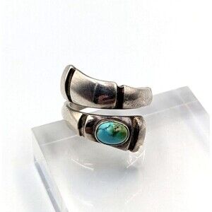 Vintage Towle Sterling Silver 925 Turquoise Southwest Style Bypass Ring Sz 6